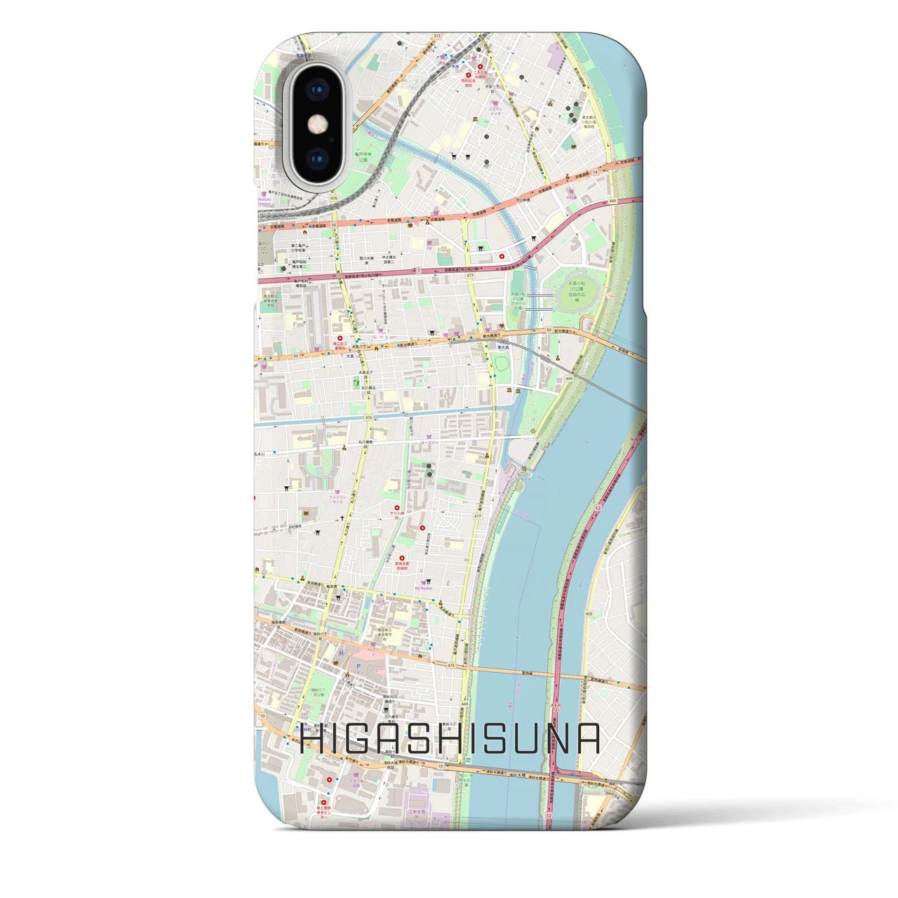 【東砂(東京都)】地図柄iPhoneケース(バックカバータイプ)