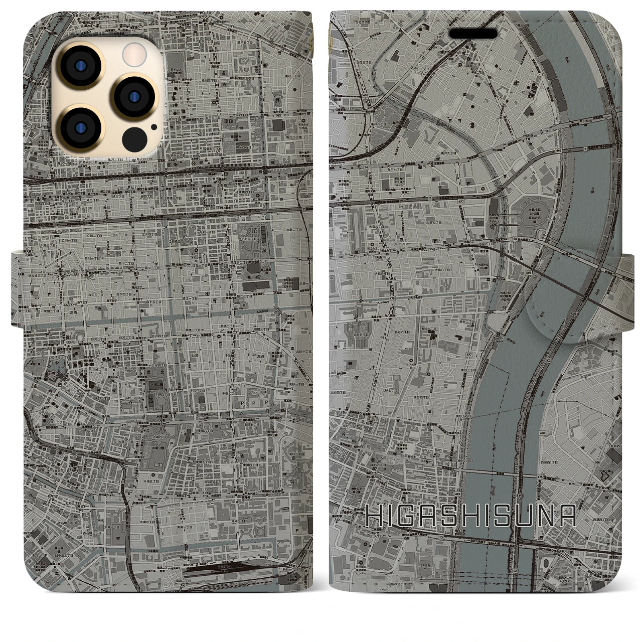 【東砂(東京都)】地図柄iPhoneケース(手帳タイプ)