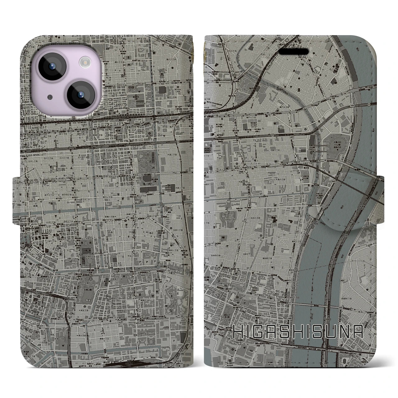 【東砂(東京都)】地図柄iPhoneケース(手帳タイプ)