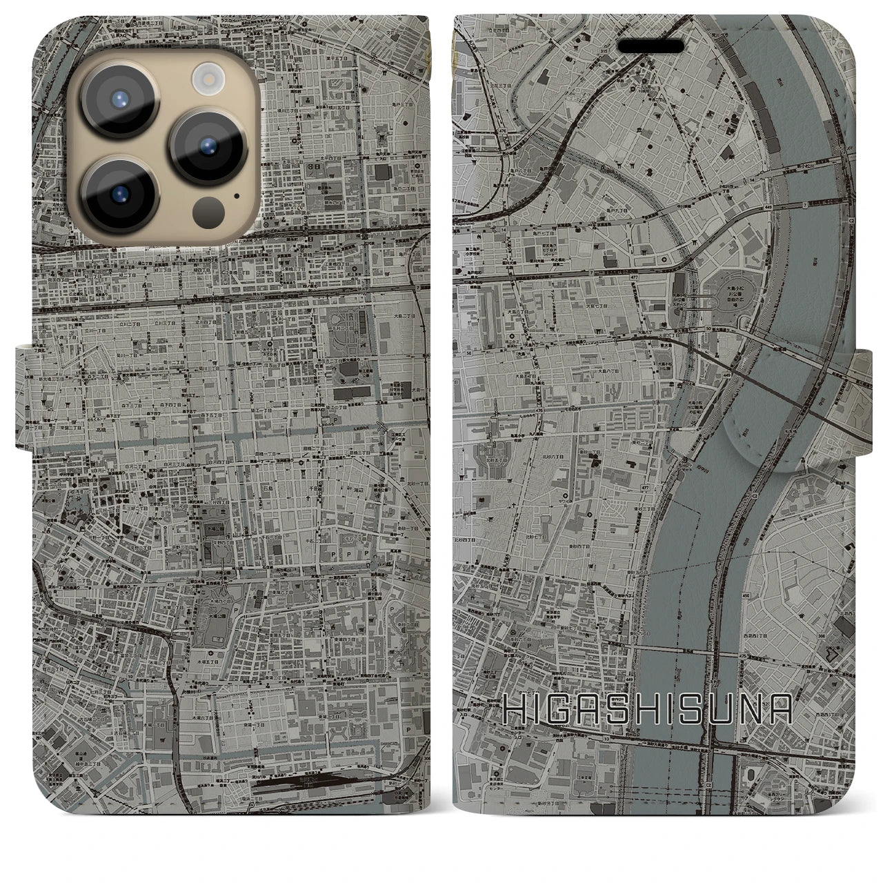 【東砂(東京都)】地図柄iPhoneケース(手帳タイプ)