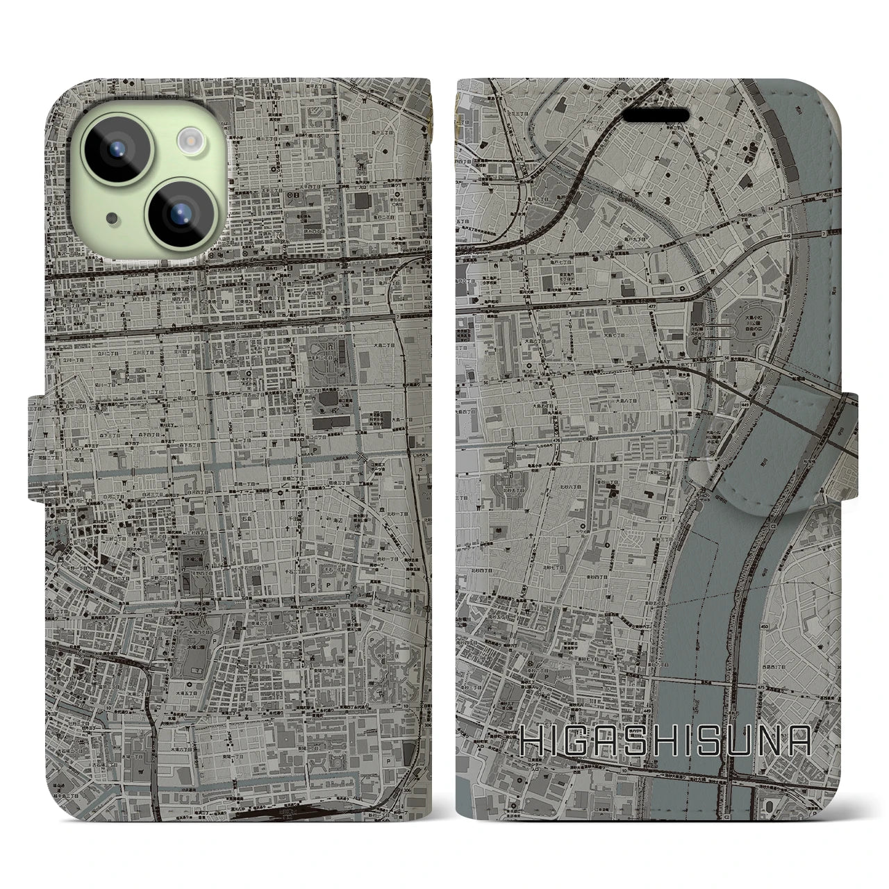 【東砂(東京都)】地図柄iPhoneケース(手帳タイプ)