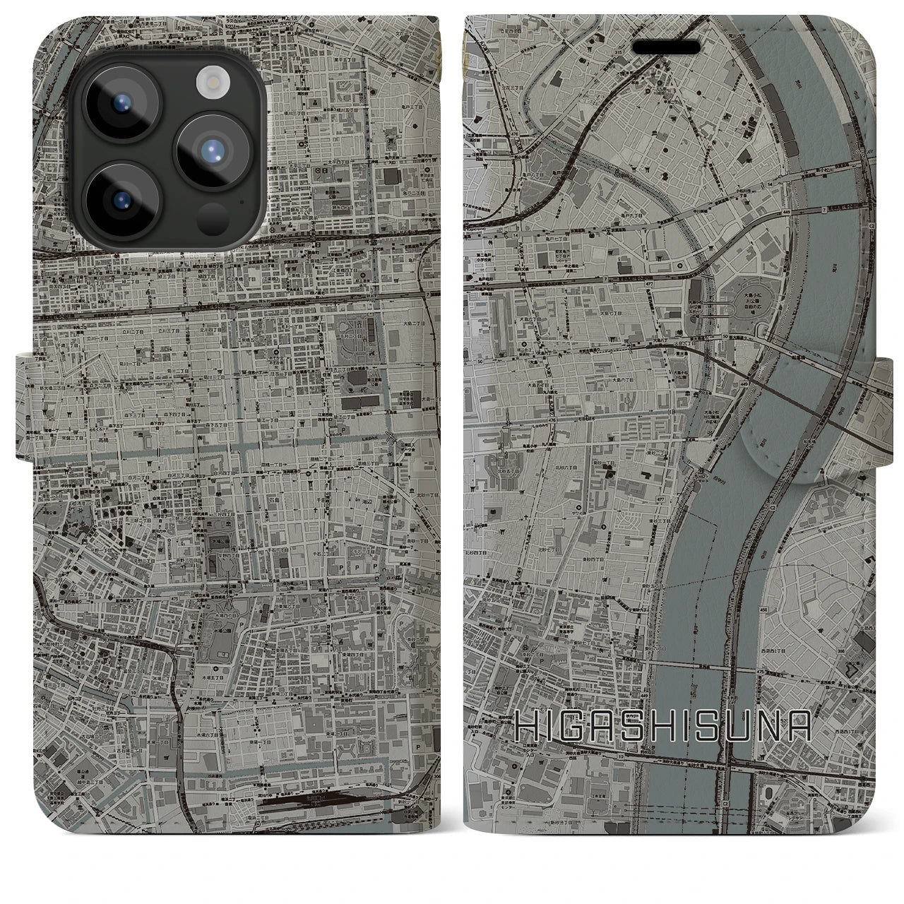 【東砂(東京都)】地図柄iPhoneケース(手帳タイプ)