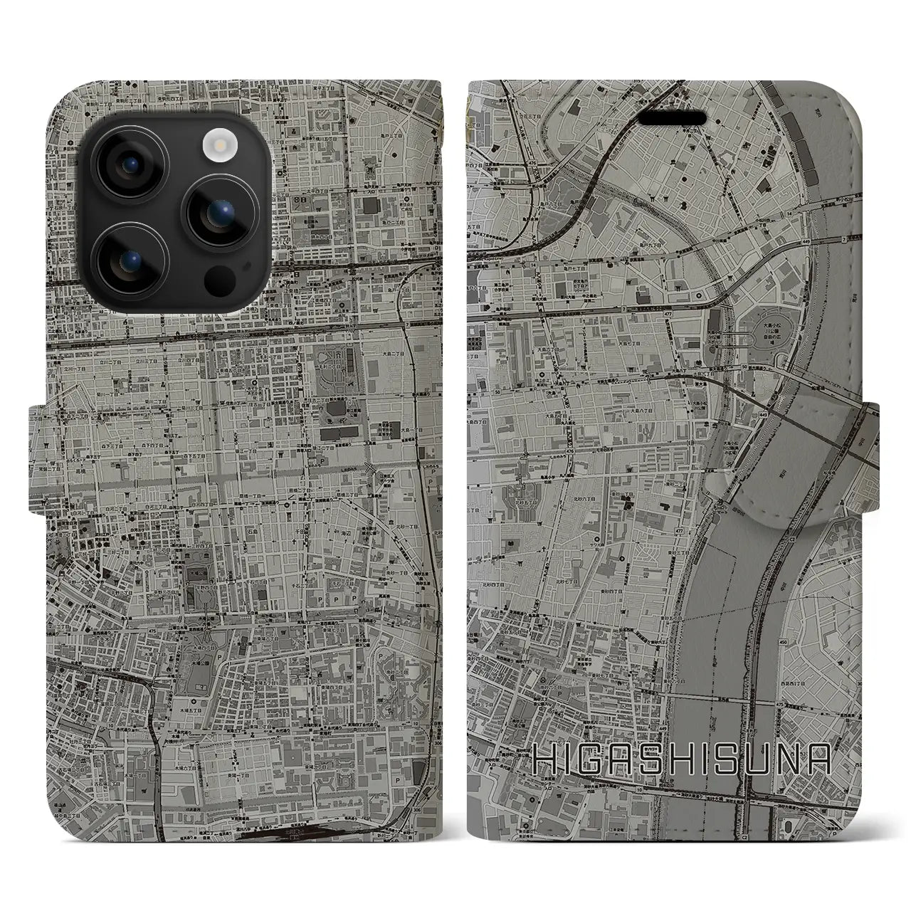 【東砂(東京都)】地図柄iPhoneケース(手帳タイプ)