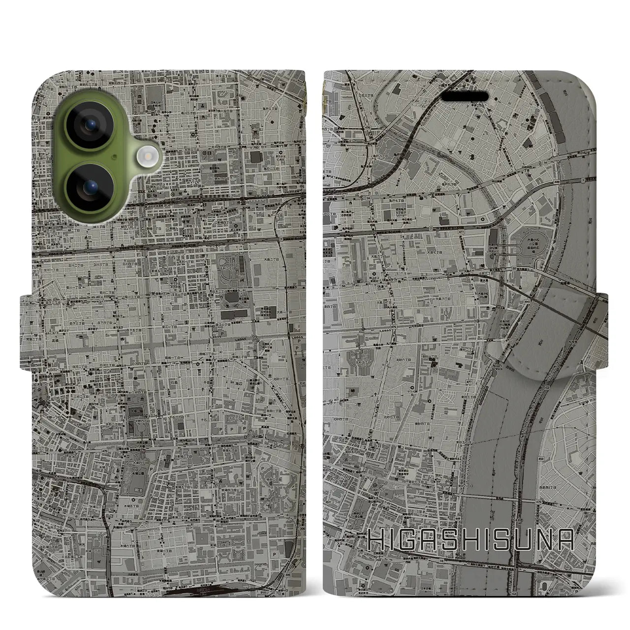 【東砂(東京都)】地図柄iPhoneケース(手帳タイプ)