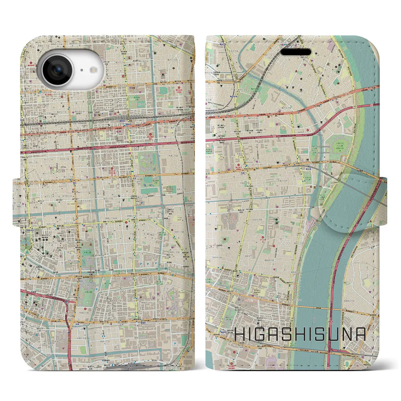 【東砂(東京都)】地図柄iPhoneケース(手帳タイプ)