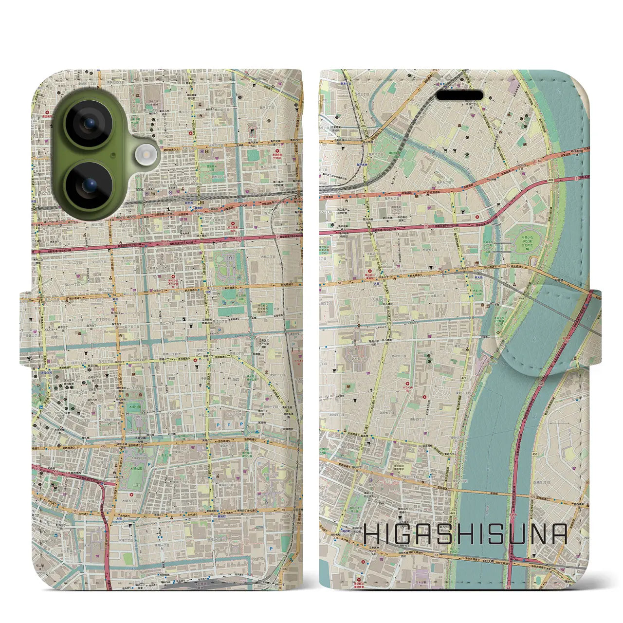 【東砂(東京都)】地図柄iPhoneケース(手帳タイプ)