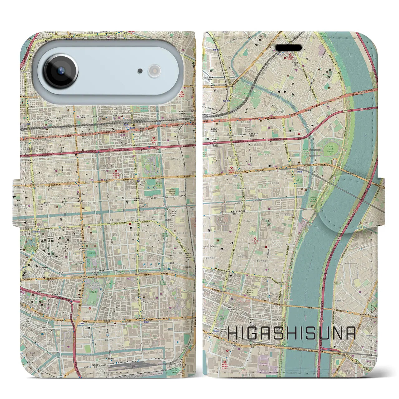 【東砂(東京都)】地図柄iPhoneケース(手帳タイプ)