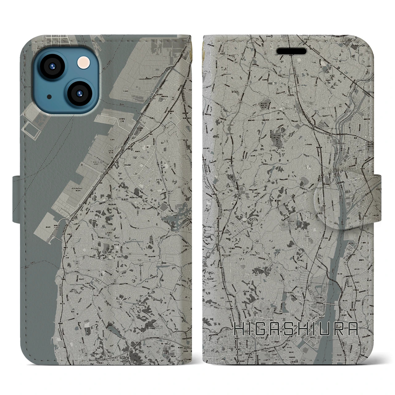 【東浦(愛知県)】地図柄iPhoneケース(手帳タイプ)