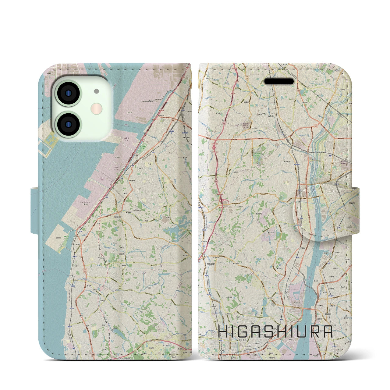 【東浦(愛知県)】地図柄iPhoneケース(手帳タイプ)