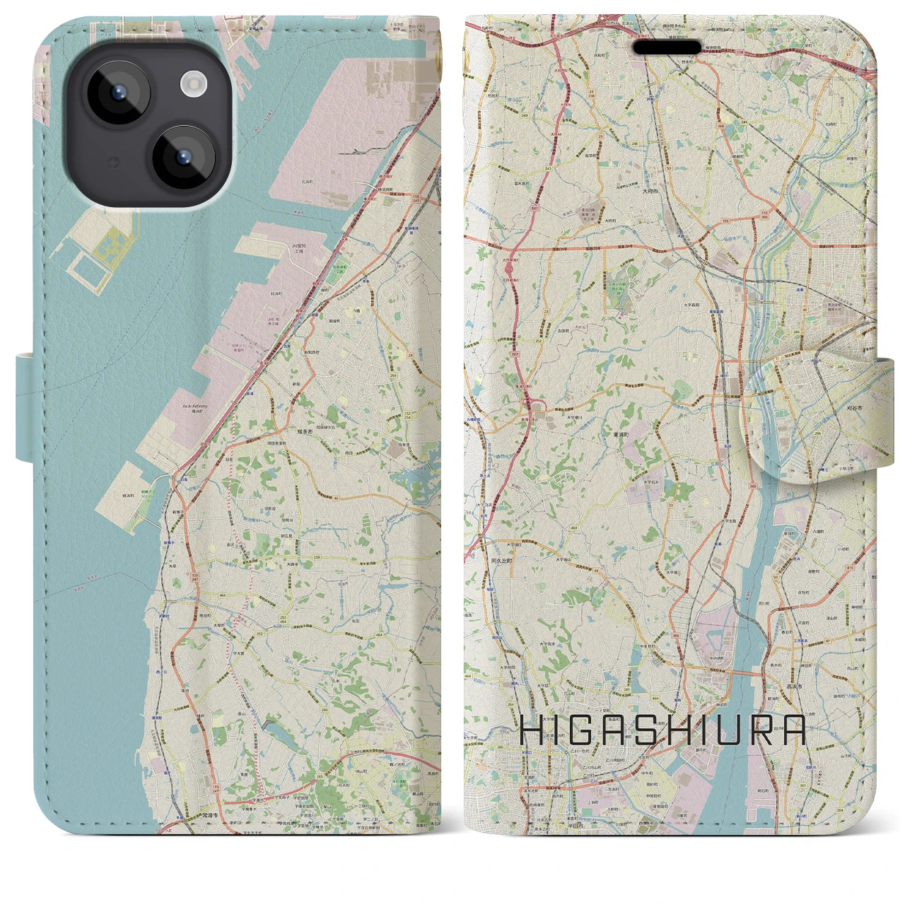 【東浦(愛知県)】地図柄iPhoneケース(手帳タイプ)