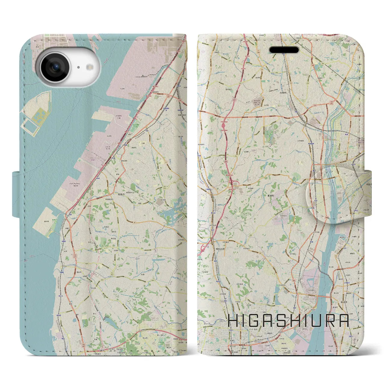 【東浦(愛知県)】地図柄iPhoneケース(手帳タイプ)