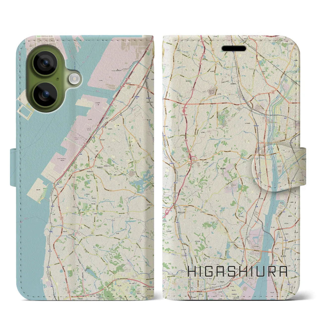 【東浦(愛知県)】地図柄iPhoneケース(手帳タイプ)