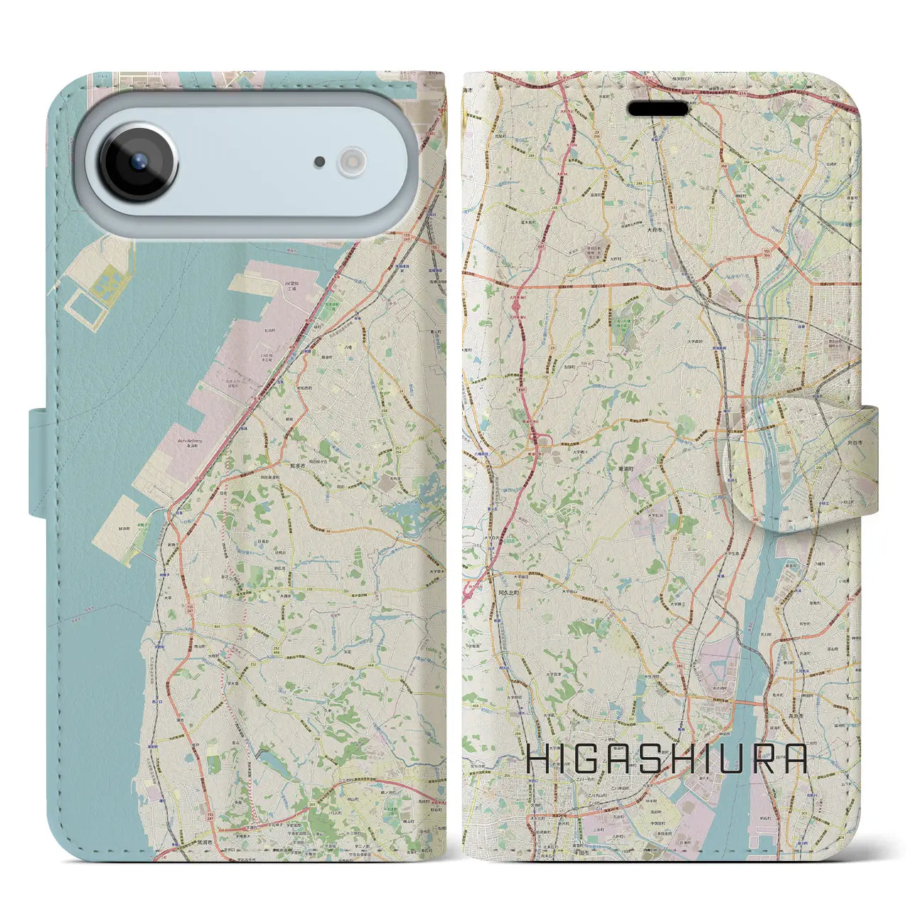 【東浦(愛知県)】地図柄iPhoneケース(手帳タイプ)ナチュラル・iPhone 17 Pro Max 用