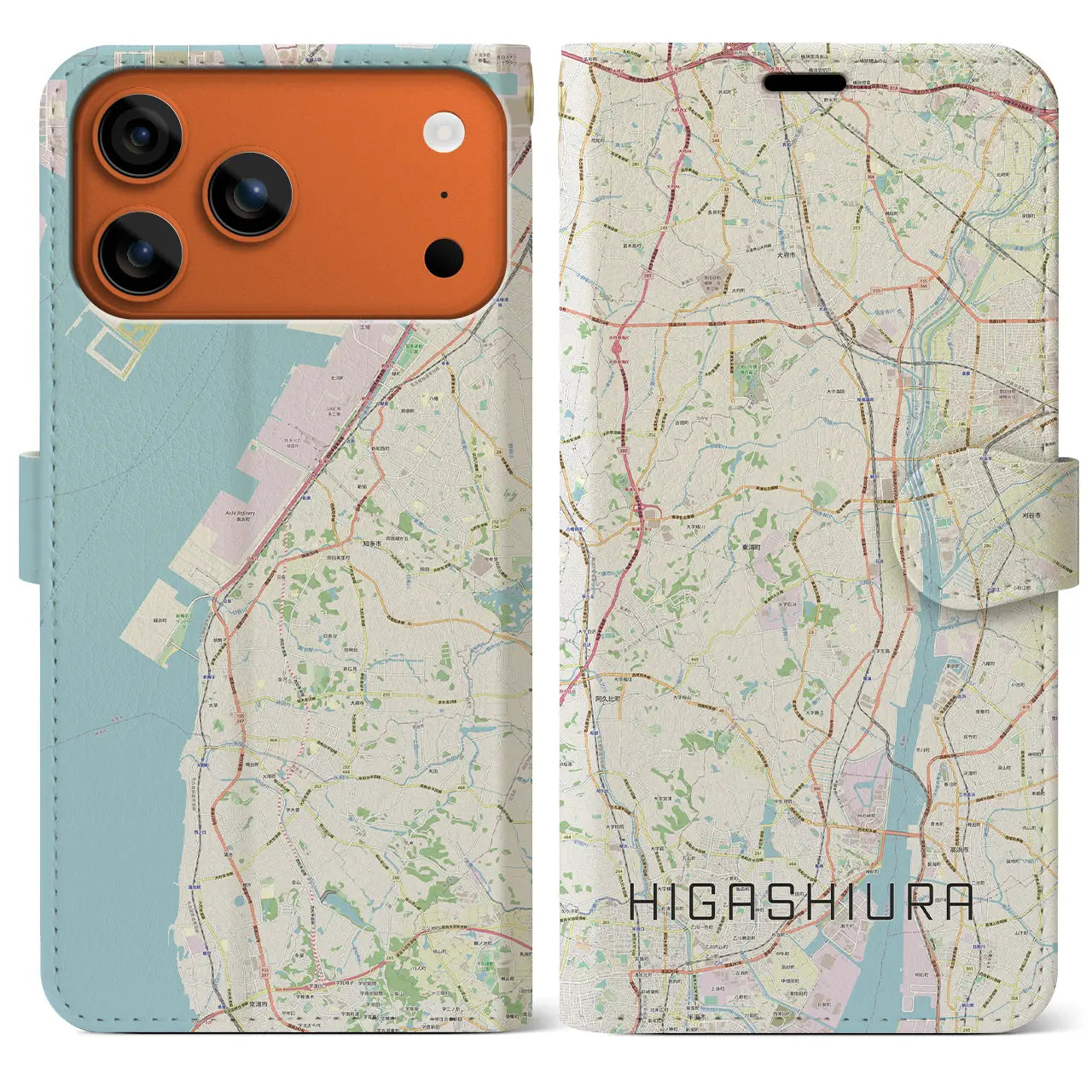 【東浦(愛知県)】地図柄iPhoneケース(手帳タイプ)