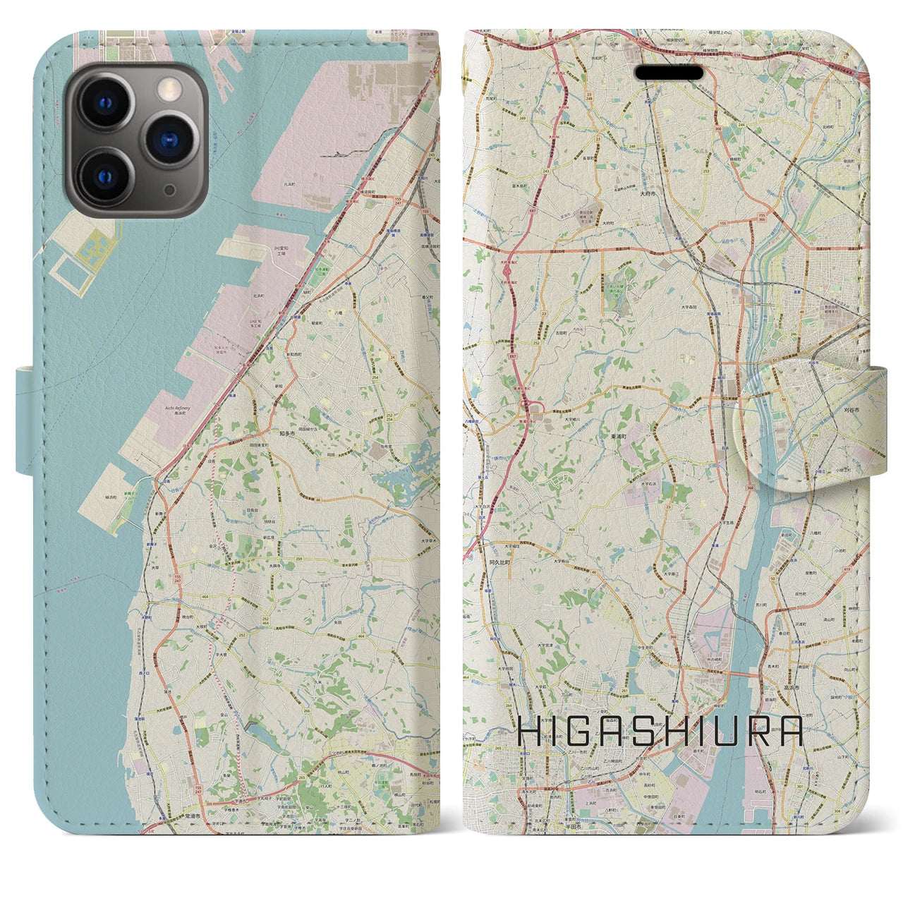 【東浦(愛知県)】地図柄iPhoneケース(手帳タイプ)