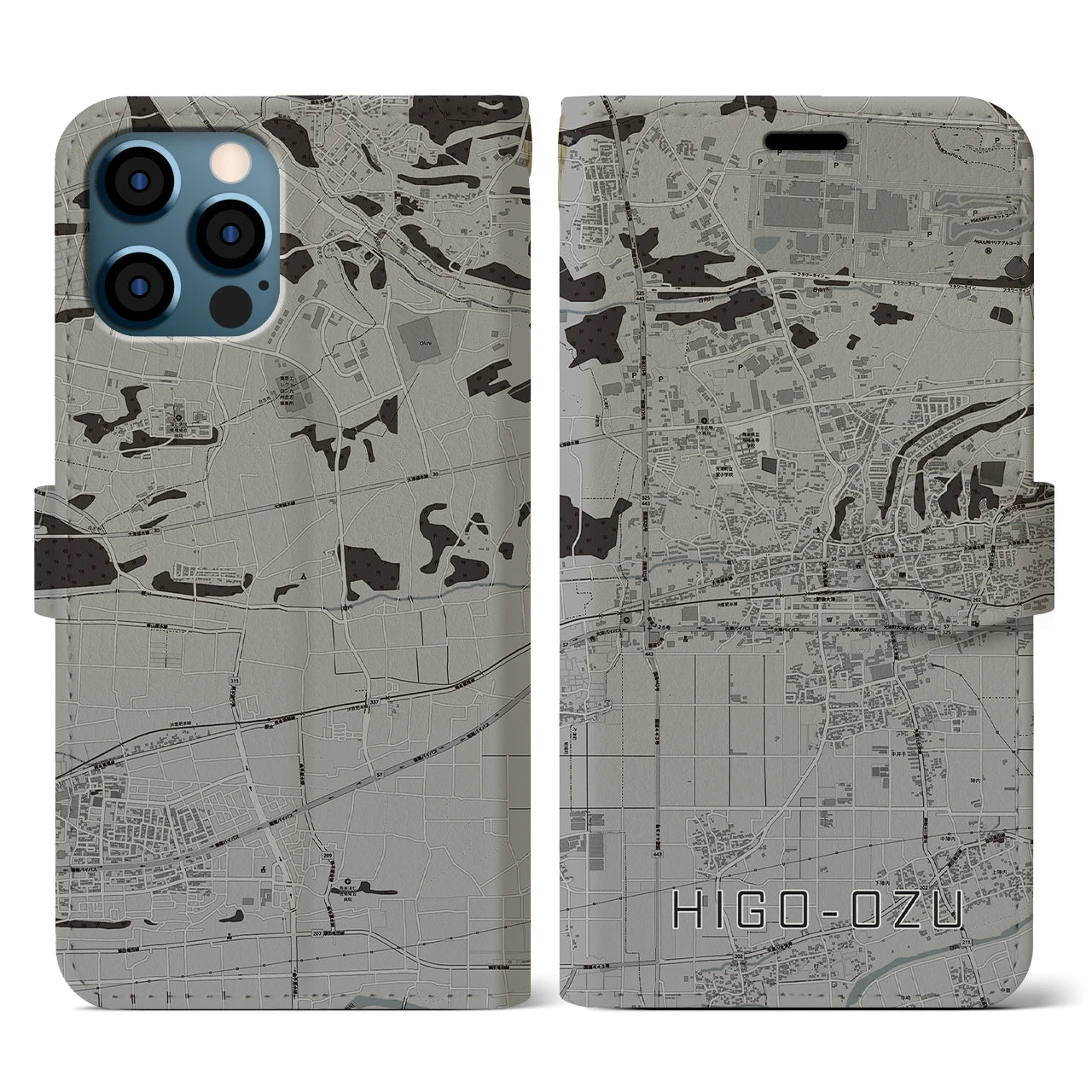 【肥後大津(熊本県)】地図柄iPhoneケース(手帳タイプ)