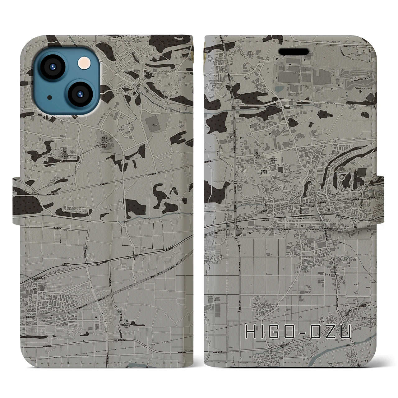 【肥後大津(熊本県)】地図柄iPhoneケース(手帳タイプ)