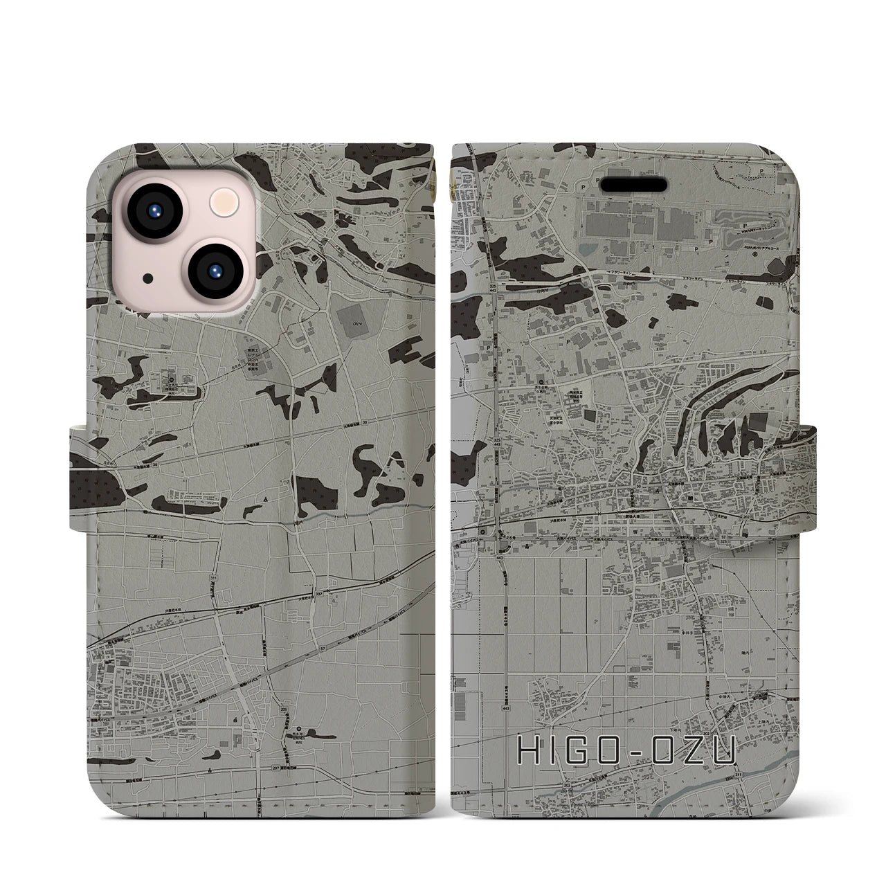 【肥後大津(熊本県)】地図柄iPhoneケース(手帳タイプ)