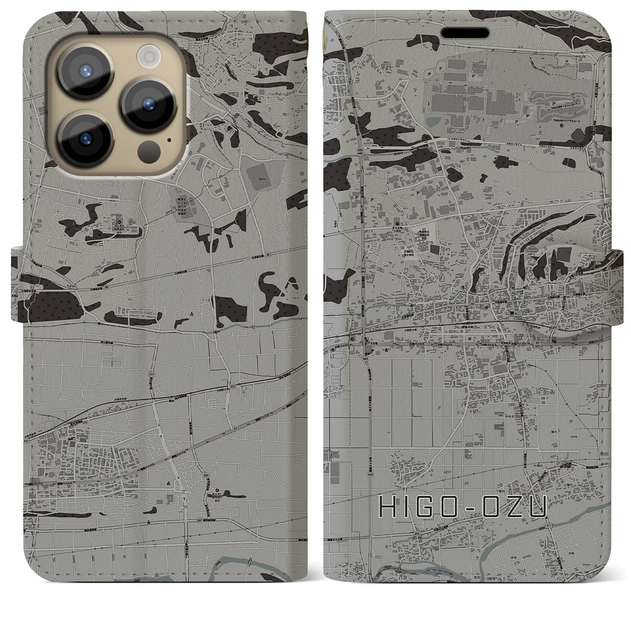 【肥後大津(熊本県)】地図柄iPhoneケース(手帳タイプ)