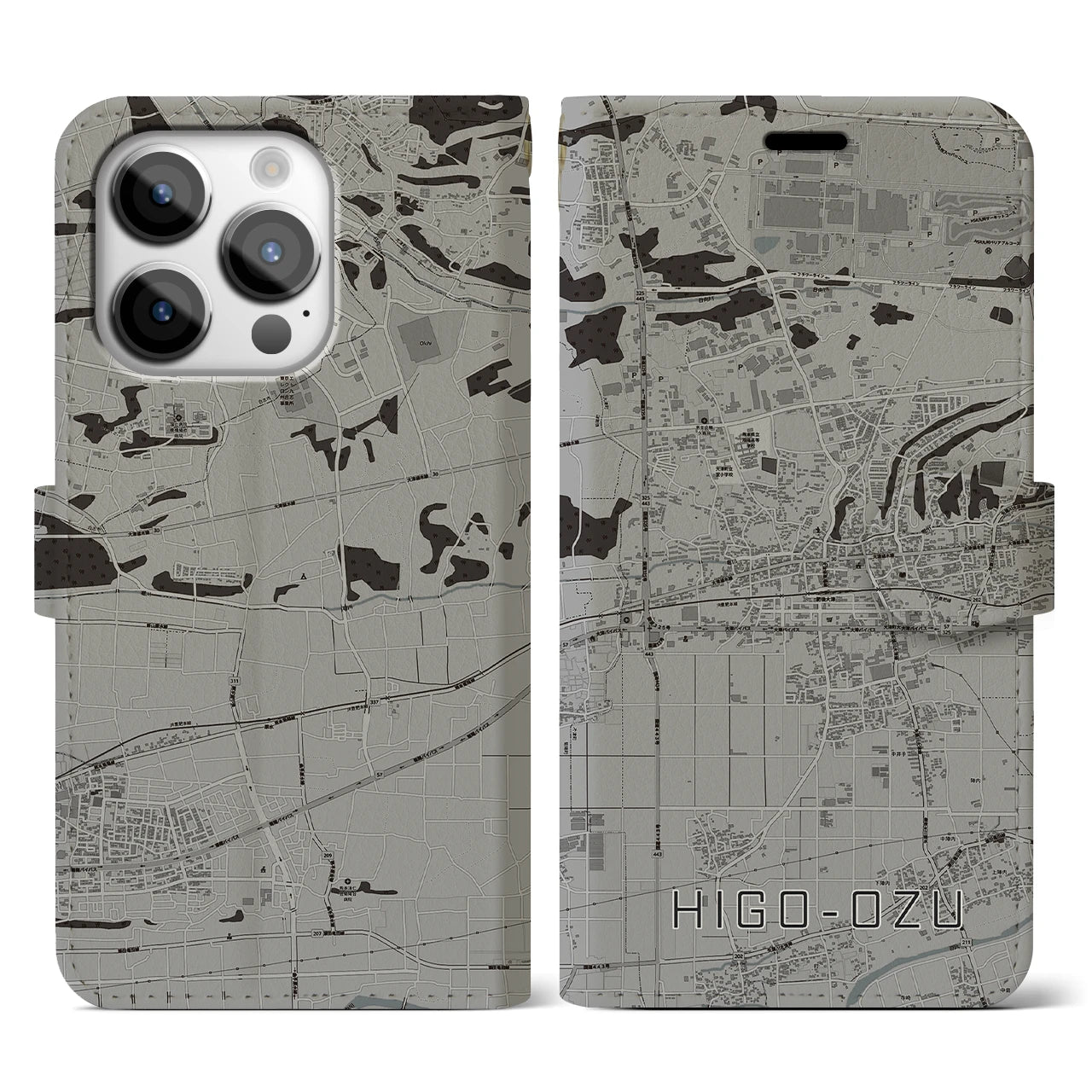 【肥後大津(熊本県)】地図柄iPhoneケース(手帳タイプ)