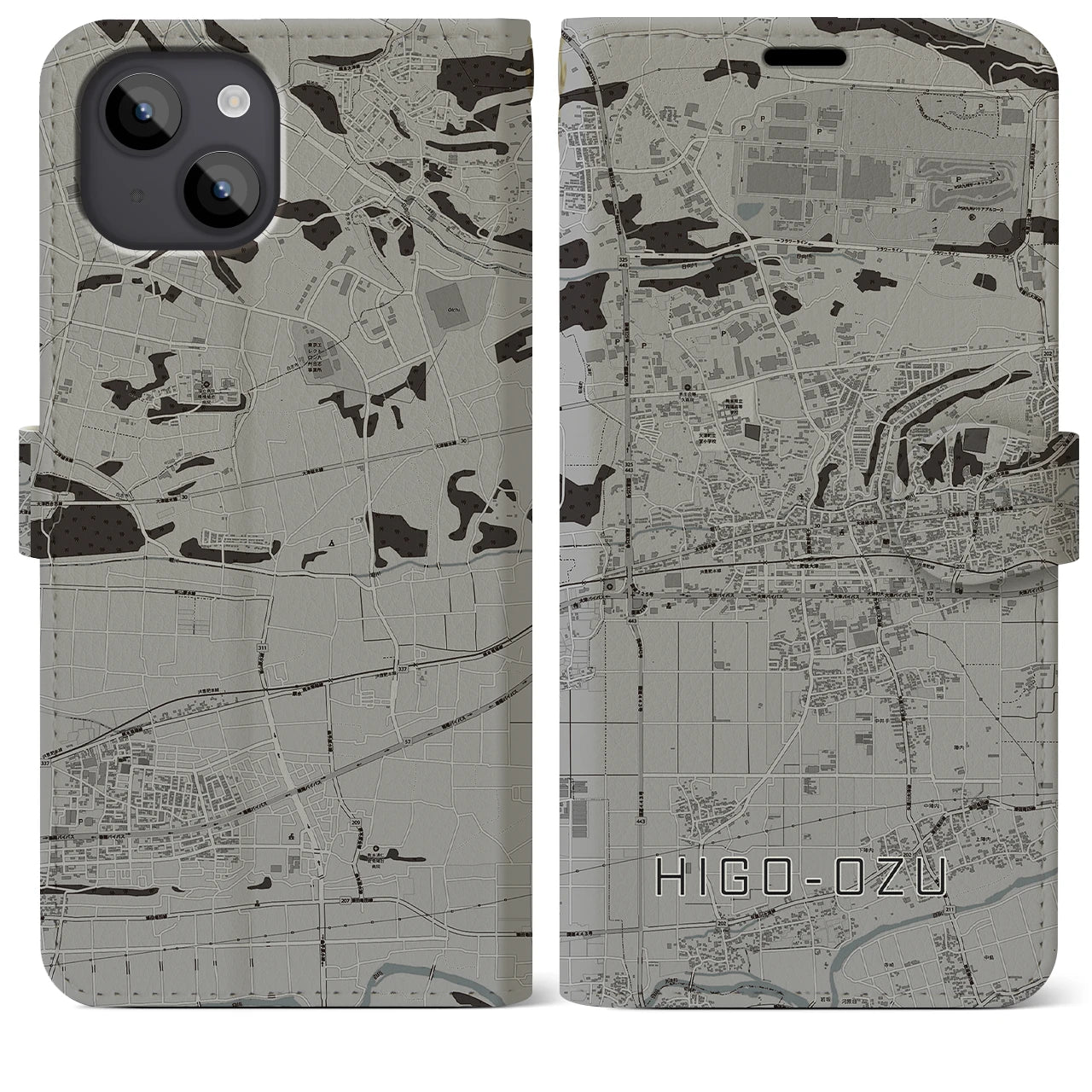 【肥後大津(熊本県)】地図柄iPhoneケース(手帳タイプ)
