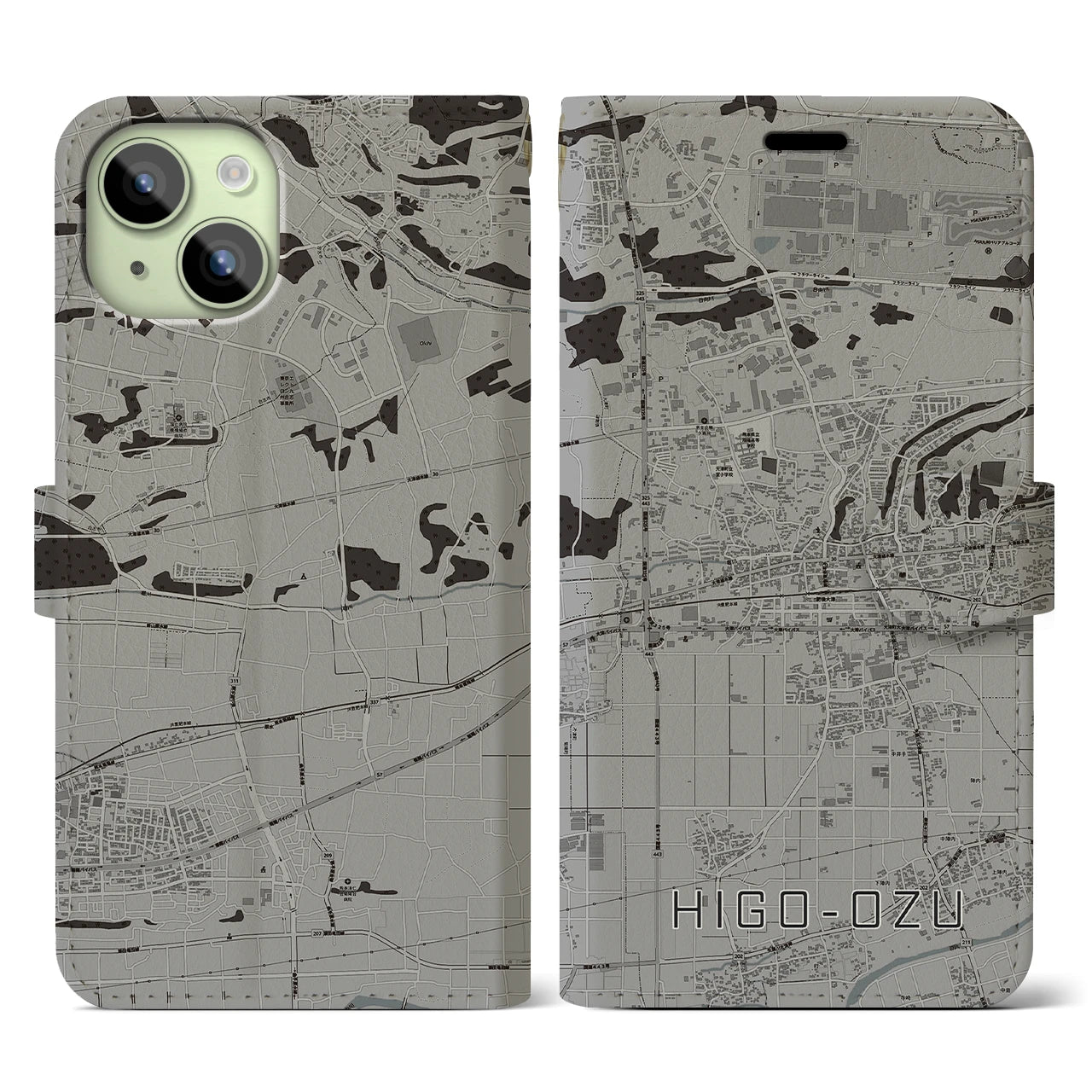 【肥後大津(熊本県)】地図柄iPhoneケース(手帳タイプ)