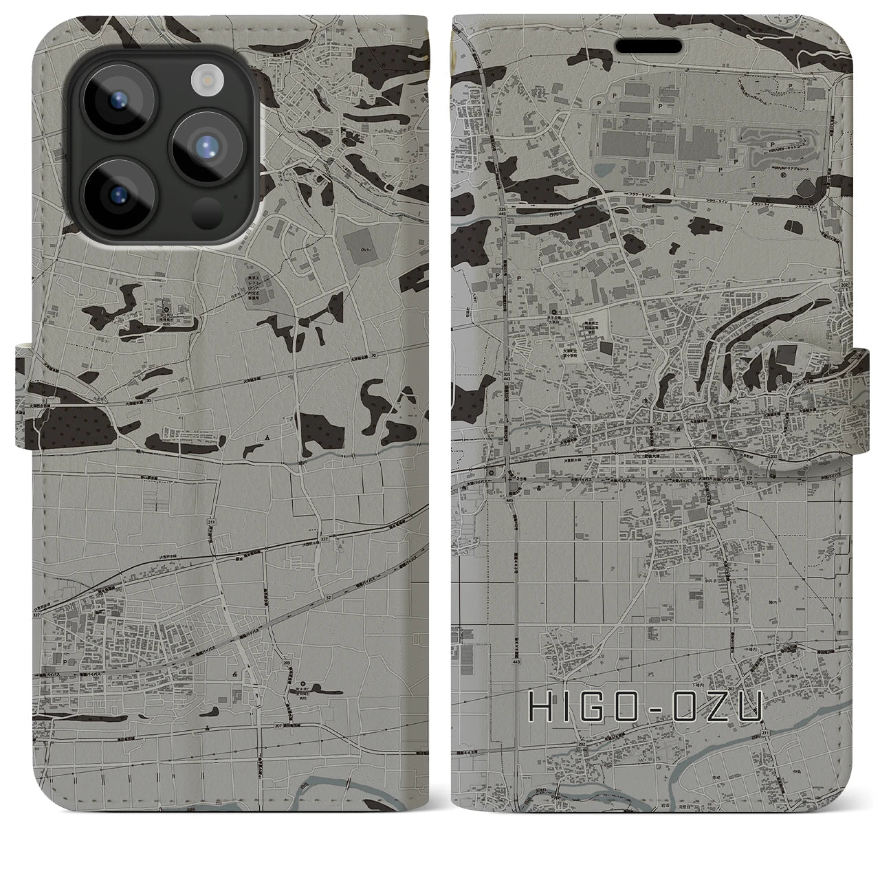 【肥後大津(熊本県)】地図柄iPhoneケース(手帳タイプ)