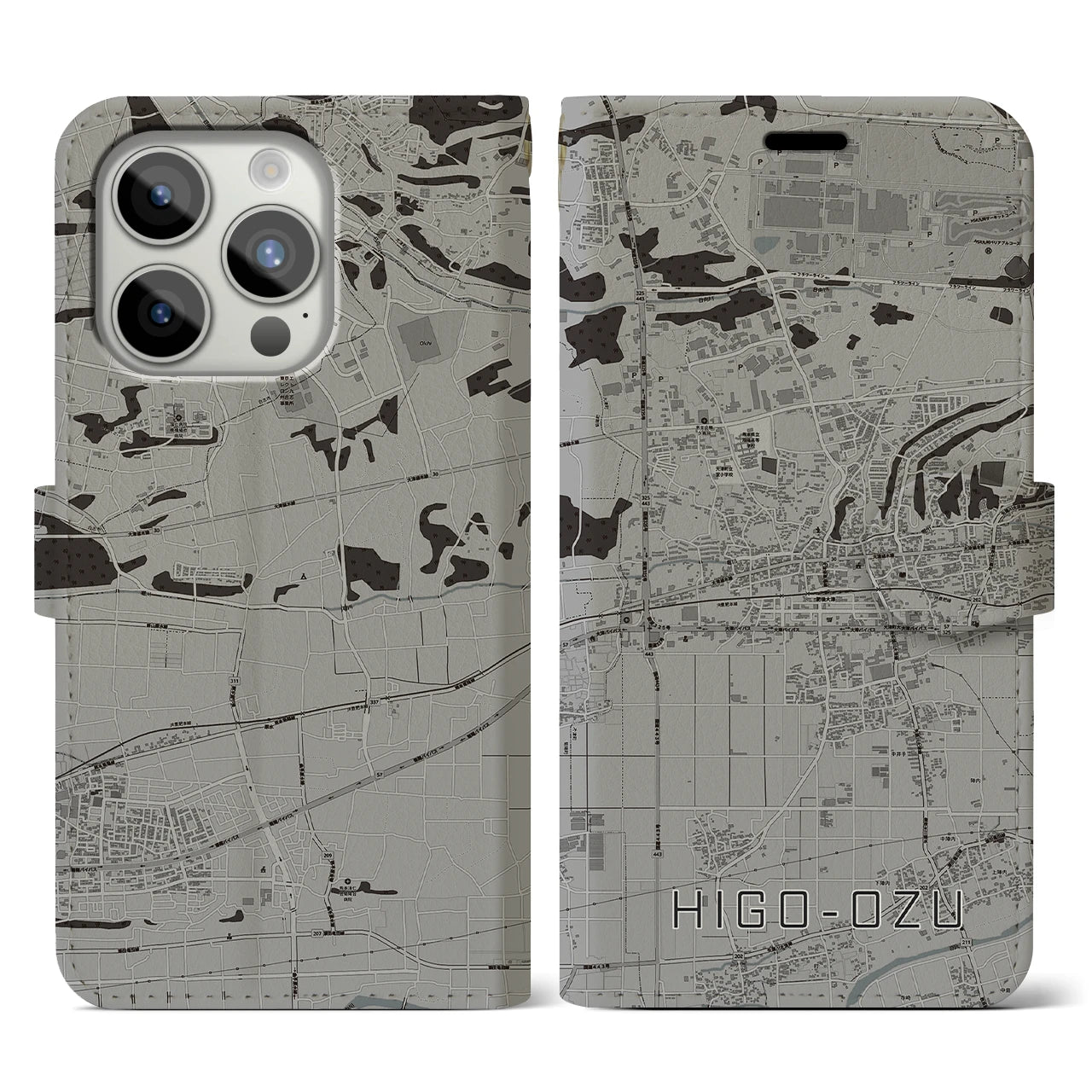 【肥後大津(熊本県)】地図柄iPhoneケース(手帳タイプ)