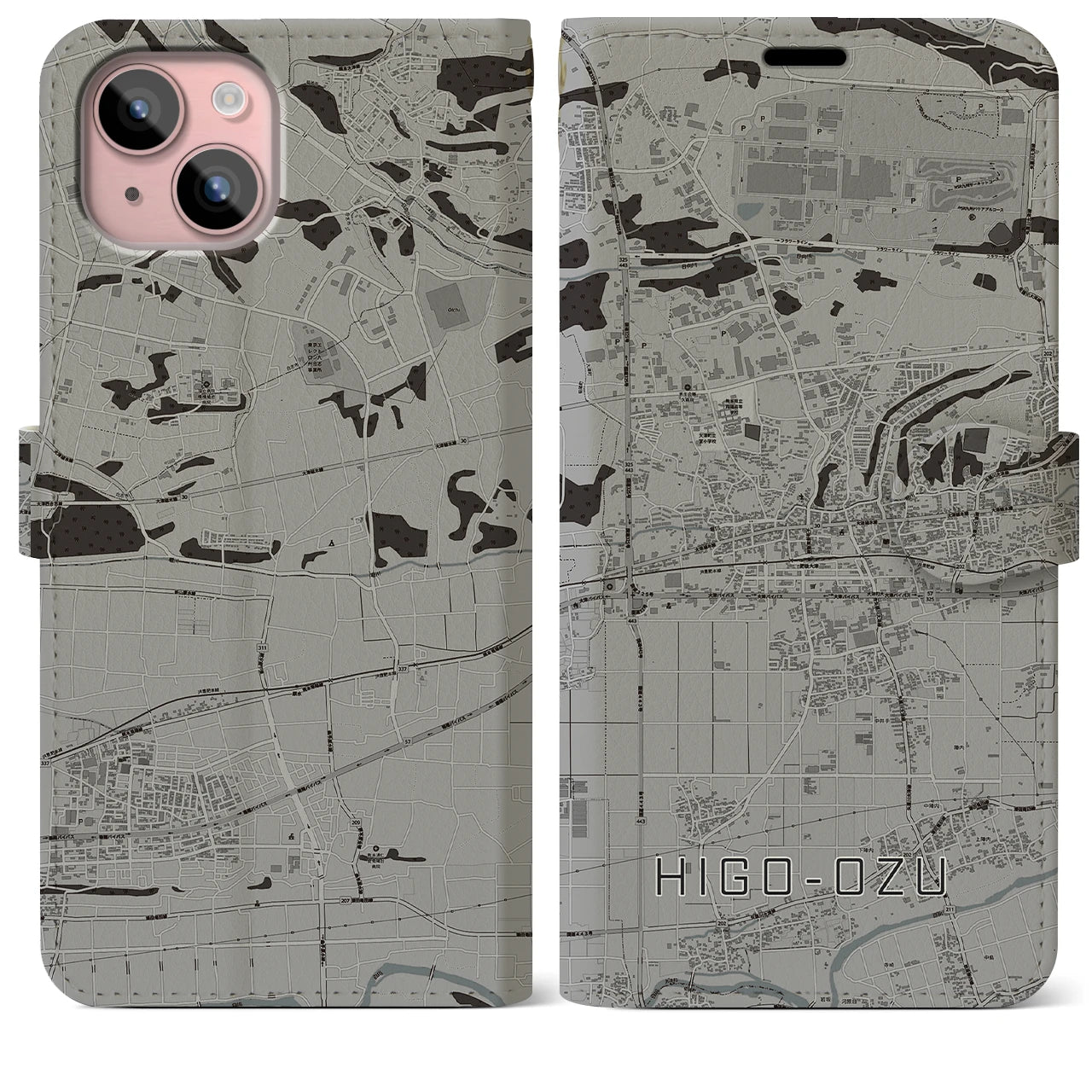 【肥後大津(熊本県)】地図柄iPhoneケース(手帳タイプ)