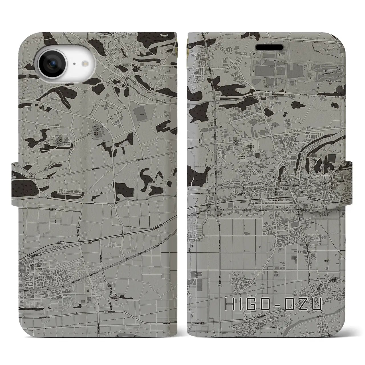 【肥後大津(熊本県)】地図柄iPhoneケース(手帳タイプ)