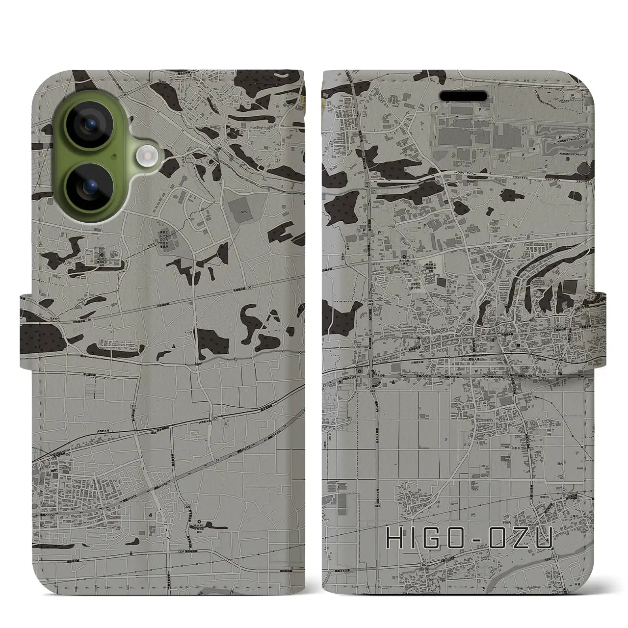 【肥後大津(熊本県)】地図柄iPhoneケース(手帳タイプ)