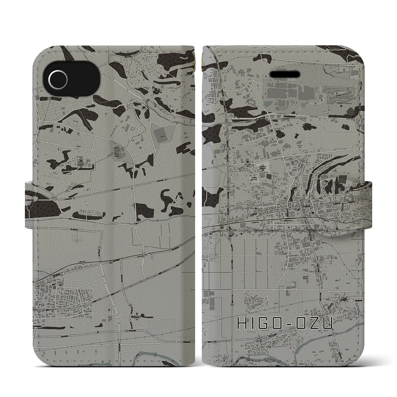 【肥後大津(熊本県)】地図柄iPhoneケース(手帳タイプ)