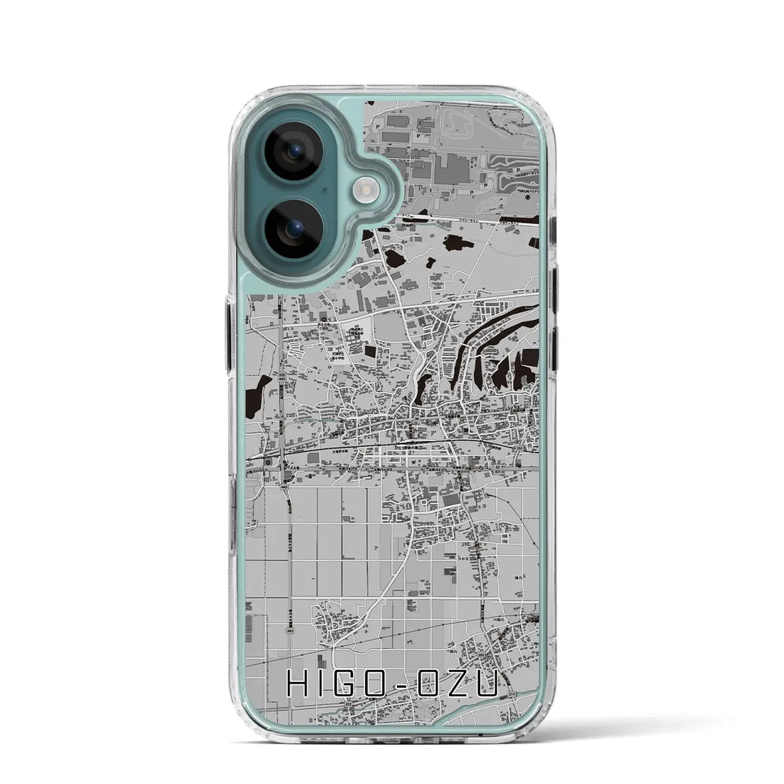 【肥後大津(熊本県)】地図柄iPhoneケース(MagSafeタイプ)モノトーン・iPhone 16 Pro 用