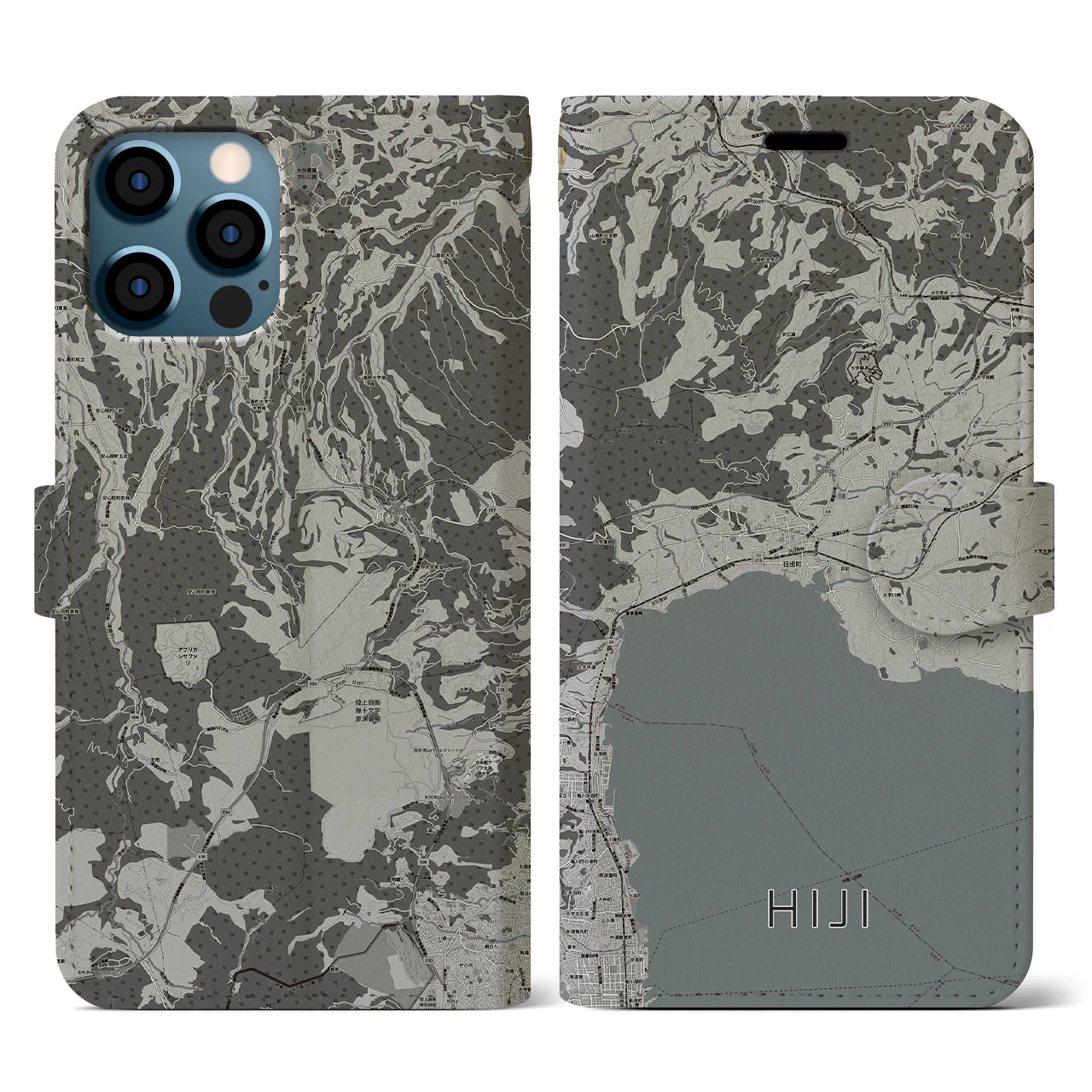 【日出(大分県)】地図柄iPhoneケース(手帳タイプ)