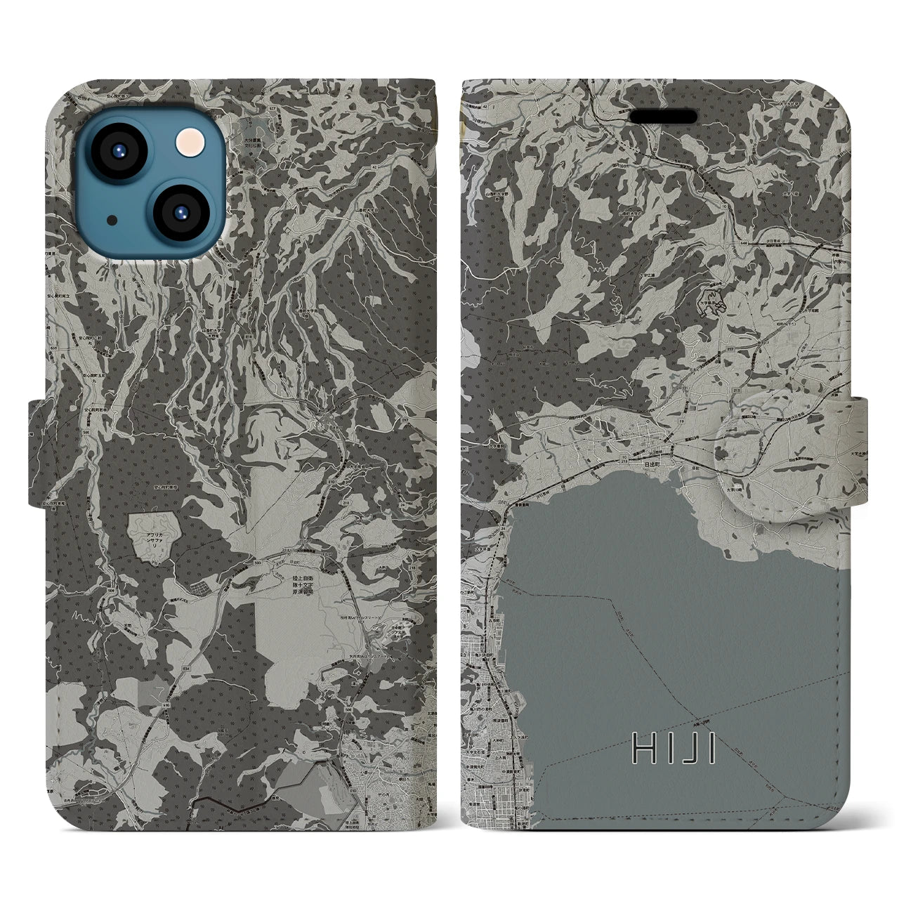 【日出(大分県)】地図柄iPhoneケース(手帳タイプ)