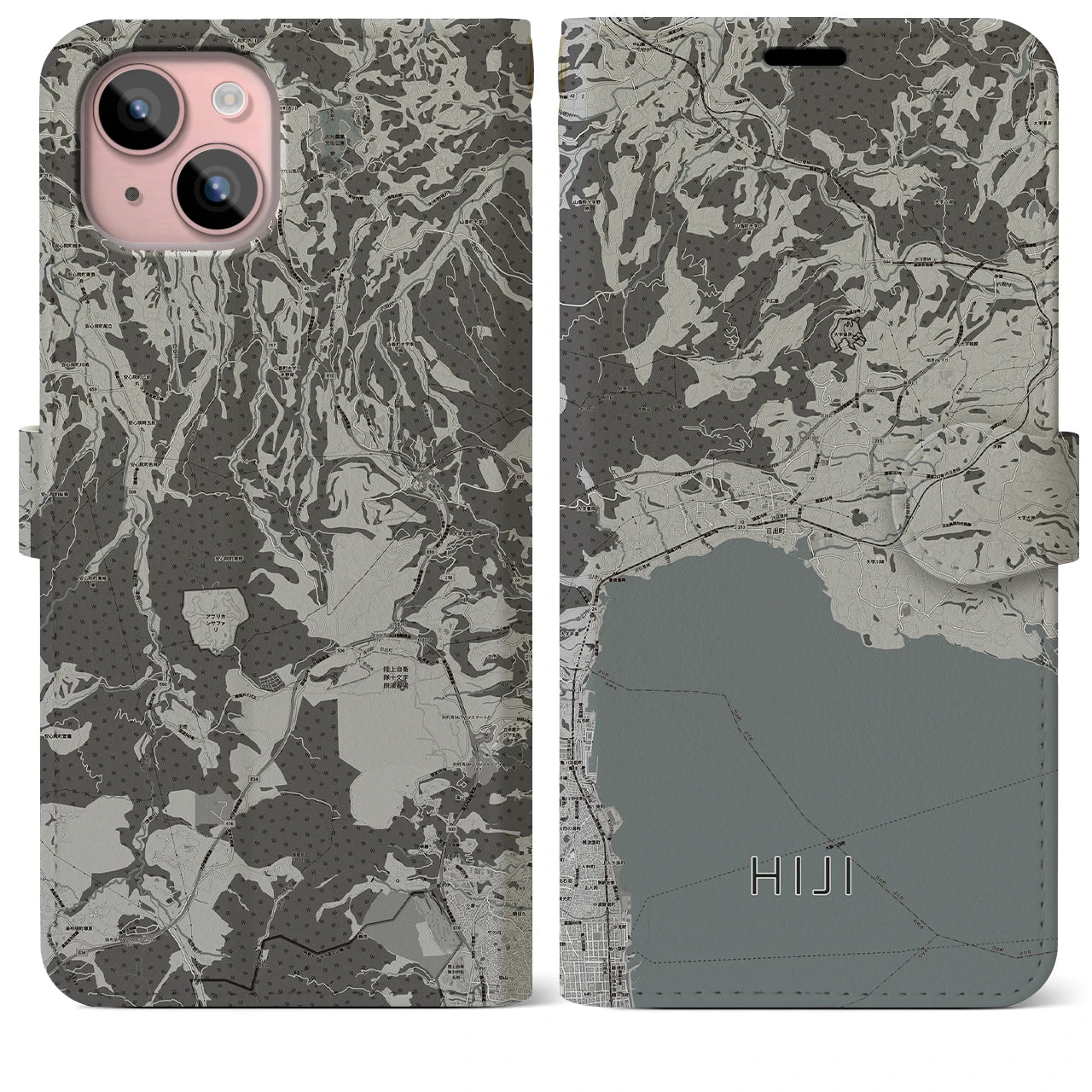 【日出(大分県)】地図柄iPhoneケース(手帳タイプ)