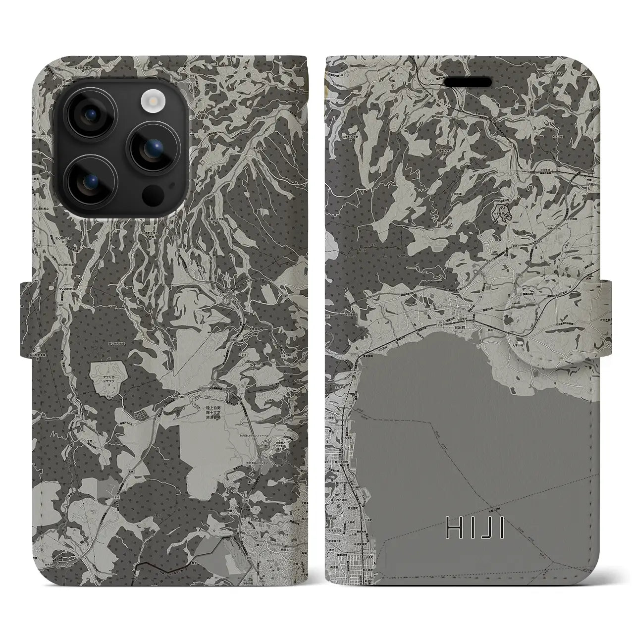 【日出(大分県)】地図柄iPhoneケース(手帳タイプ)