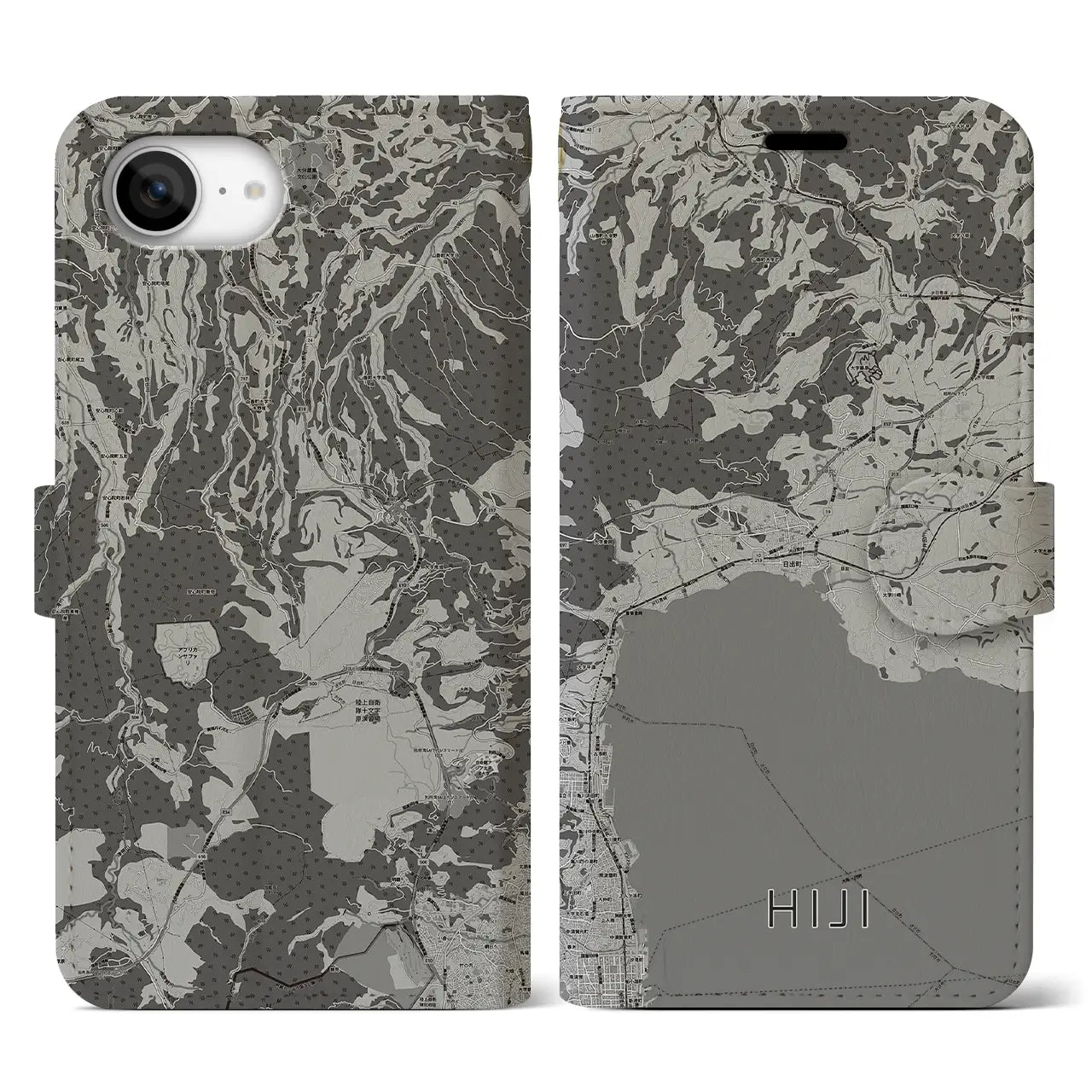 【日出(大分県)】地図柄iPhoneケース(手帳タイプ)