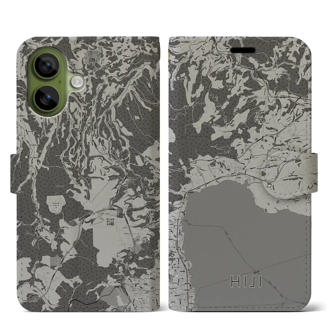 【日出(大分県)】地図柄iPhoneケース(手帳タイプ)