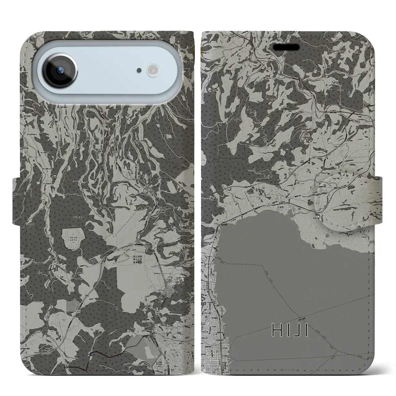 【日出(大分県)】地図柄iPhoneケース(手帳タイプ)