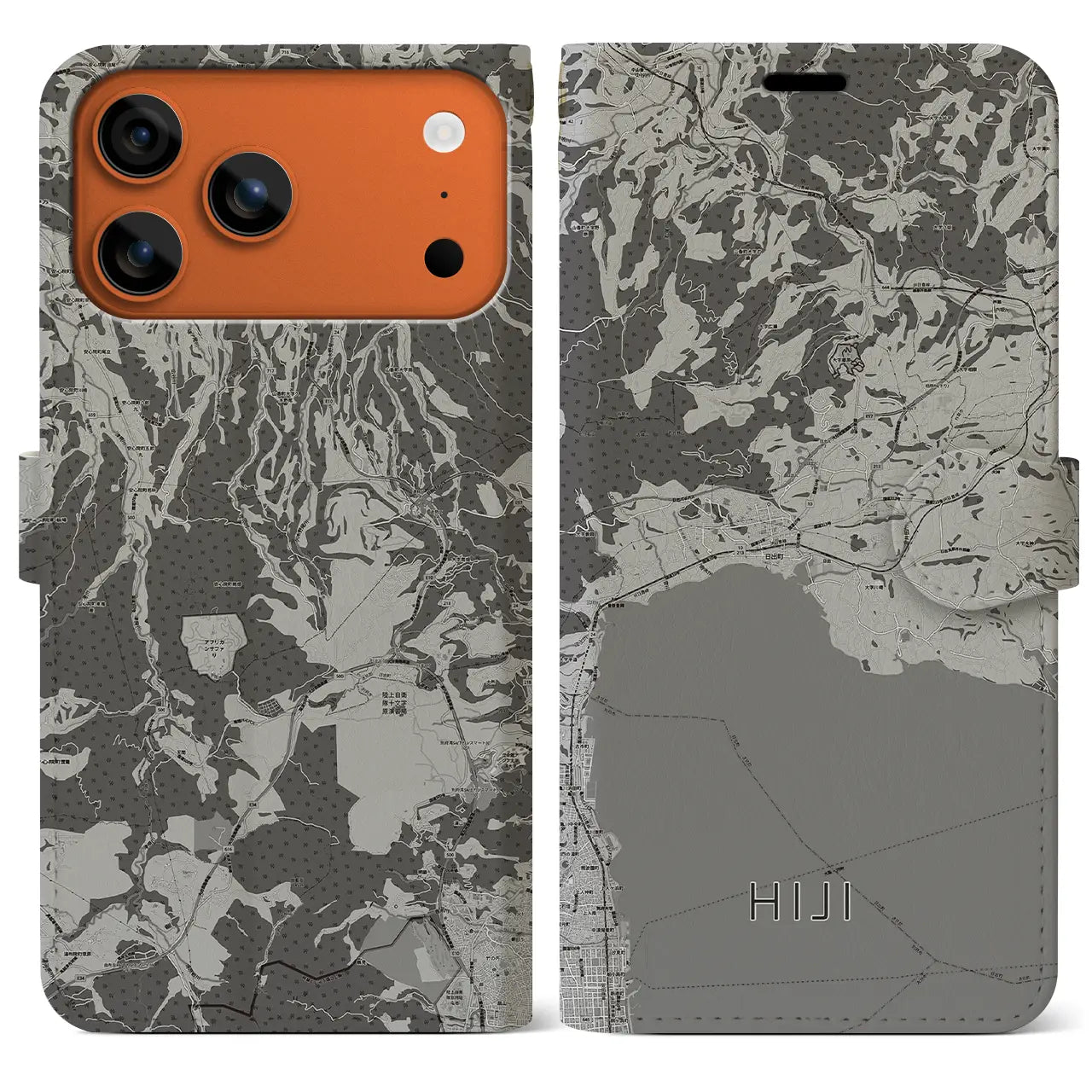 【日出(大分県)】地図柄iPhoneケース(手帳タイプ)