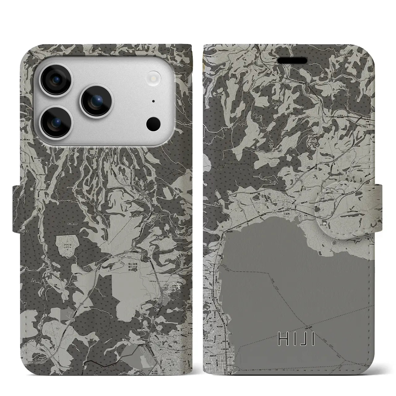 【日出(大分県)】地図柄iPhoneケース(手帳タイプ)