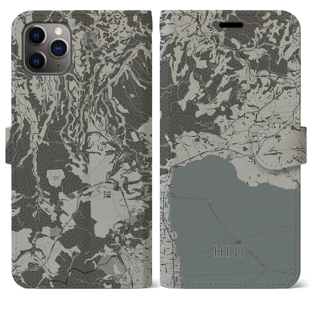 【日出(大分県)】地図柄iPhoneケース(手帳タイプ)