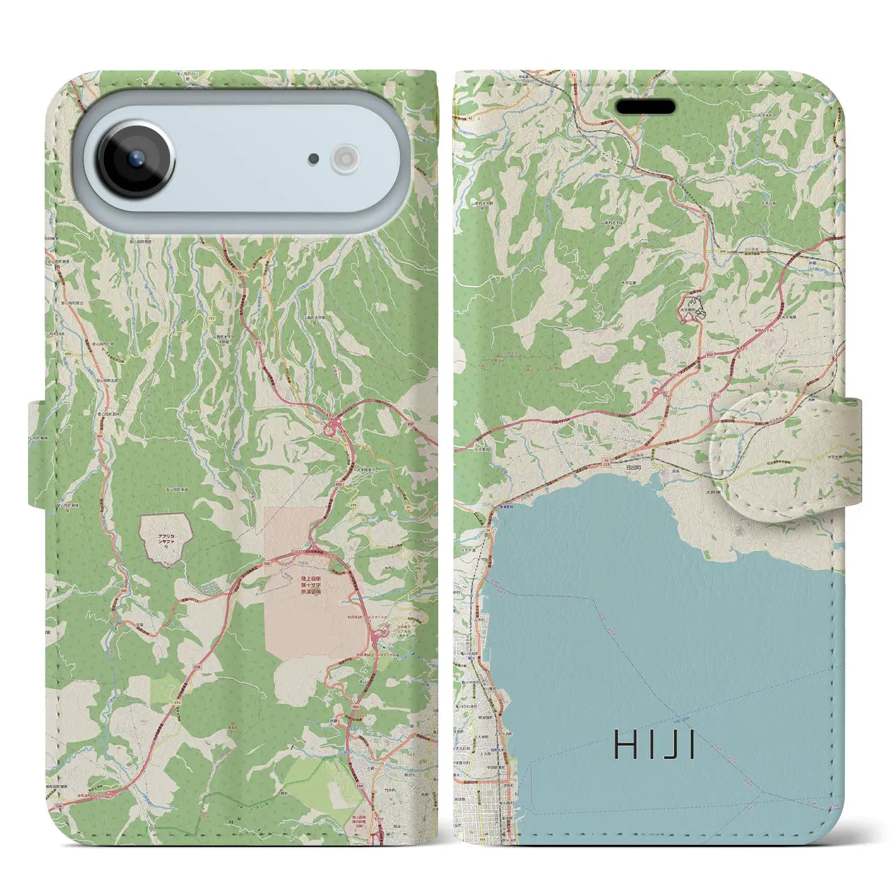 【日出(大分県)】地図柄iPhoneケース(手帳タイプ)