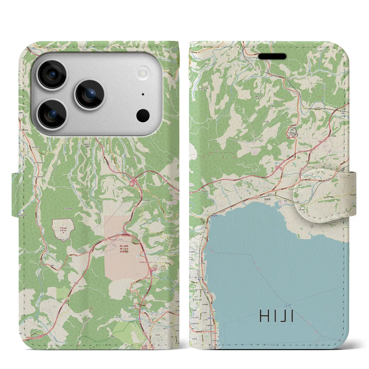 【日出(大分県)】地図柄iPhoneケース(手帳タイプ)