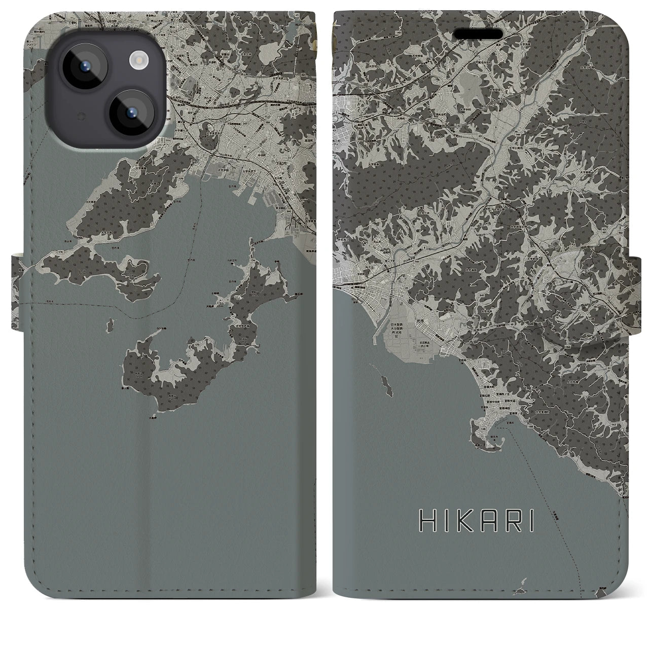 【光(山口県)】地図柄iPhoneケース(手帳タイプ)