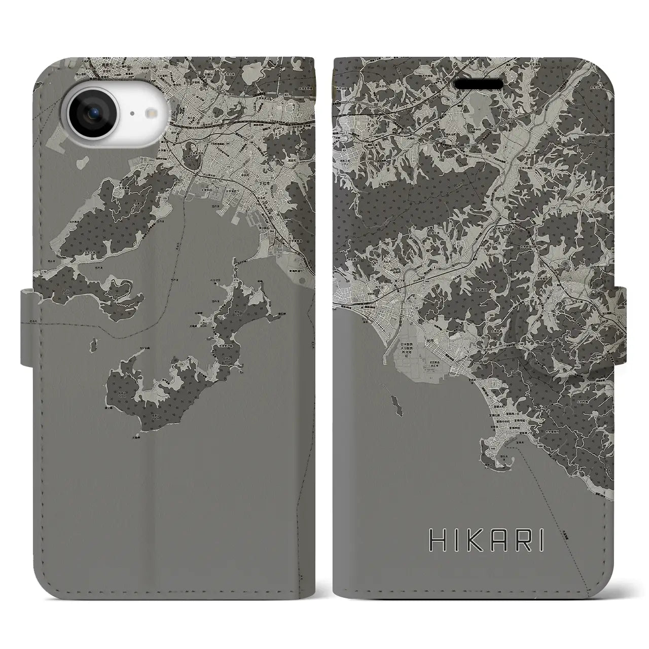 【光(山口県)】地図柄iPhoneケース(手帳タイプ)