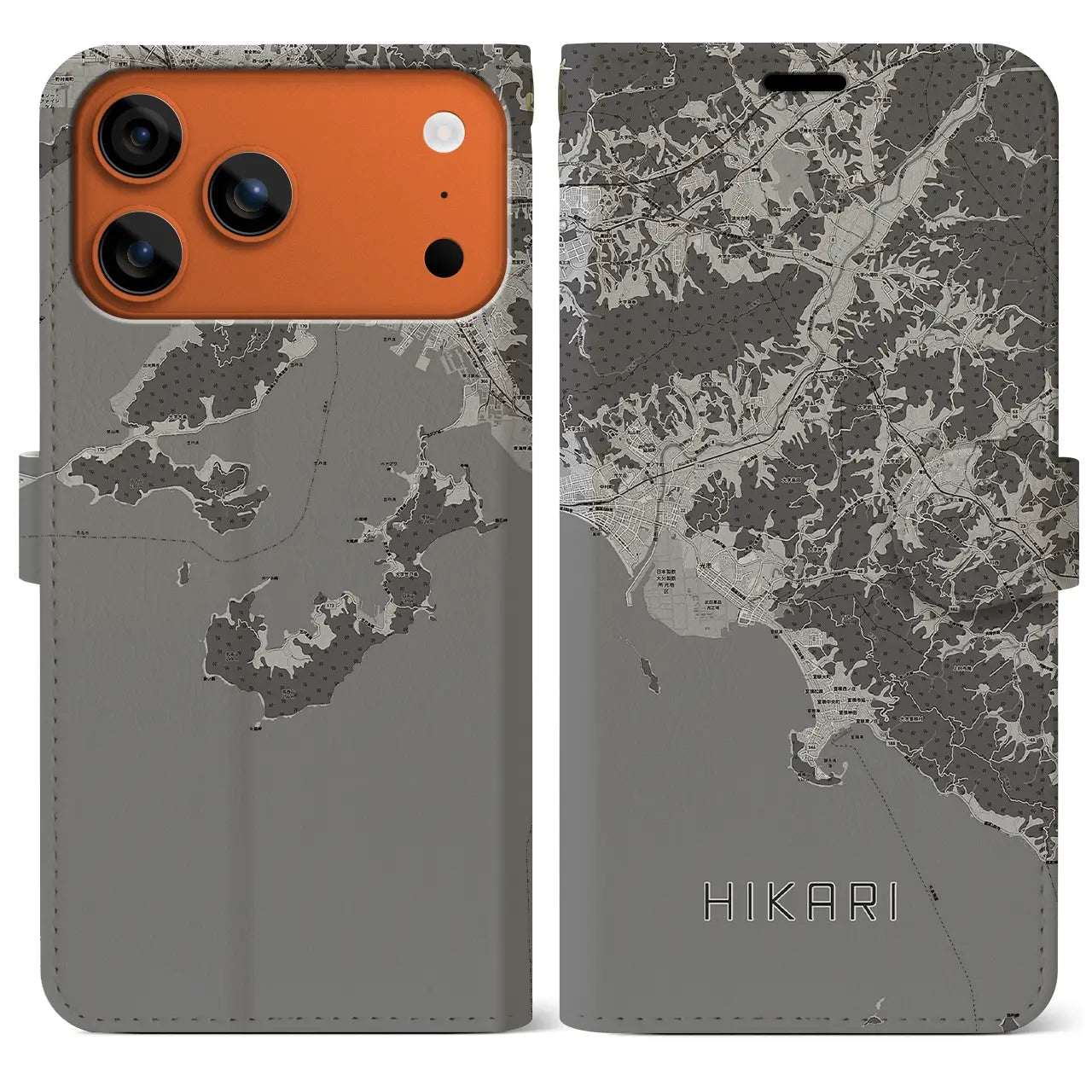 【光(山口県)】地図柄iPhoneケース(手帳タイプ)