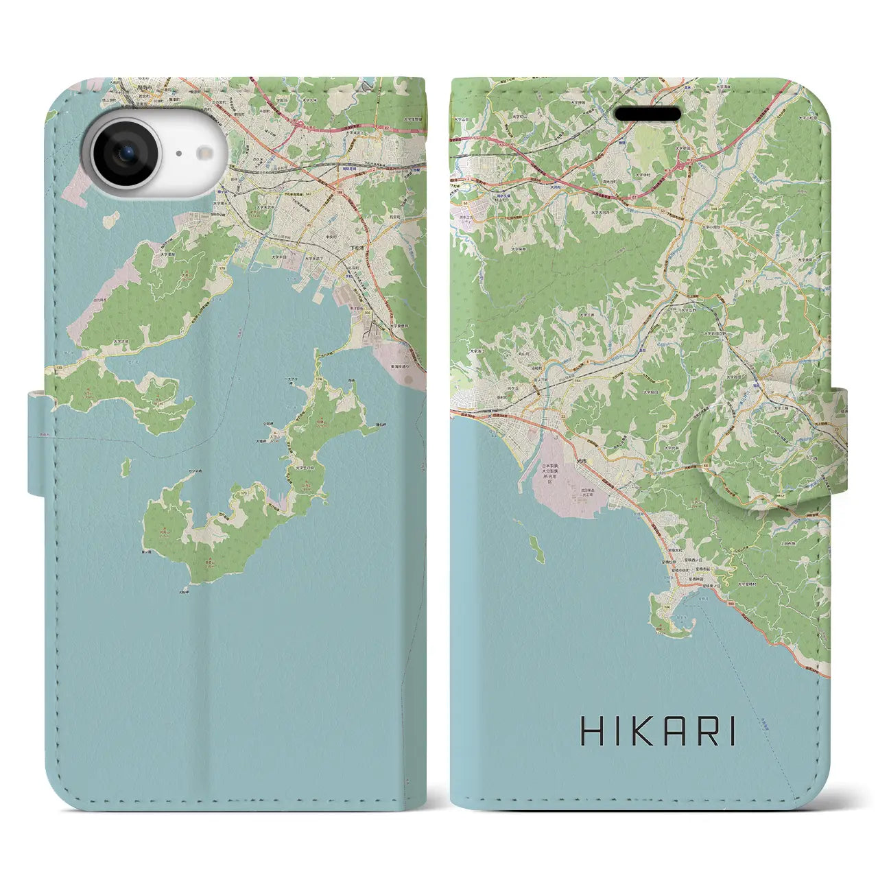 【光(山口県)】地図柄iPhoneケース(手帳タイプ)