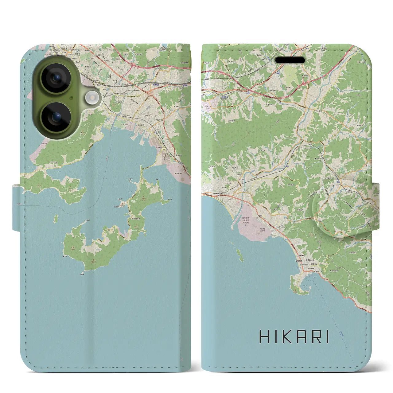 【光(山口県)】地図柄iPhoneケース(手帳タイプ)